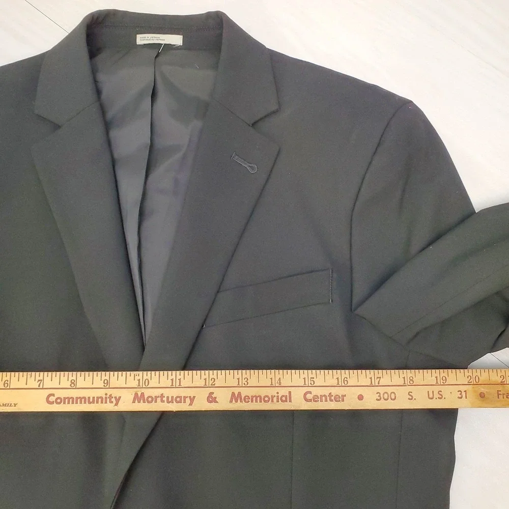 Nordstrom Rack Mens Black Trim Fit Two Button Blazer Jacket Notch Lapel 38R